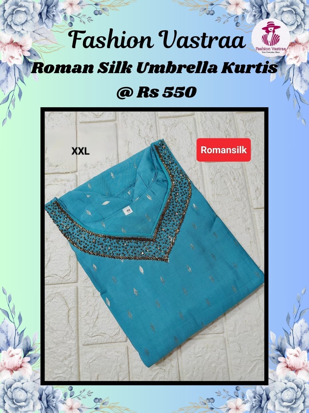 Roman Silk Umbrella Kurti